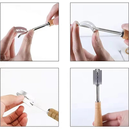 1Pc-Wooden Handle Curved Bread Slicer Creative Stainless Steel Bread Shaping Knife Dough Dividing Knife
