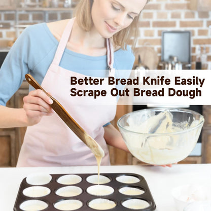 11" Acacia Wood Skinny Spurtle | Sourdough Baking Spatula, for Nonstick Pans