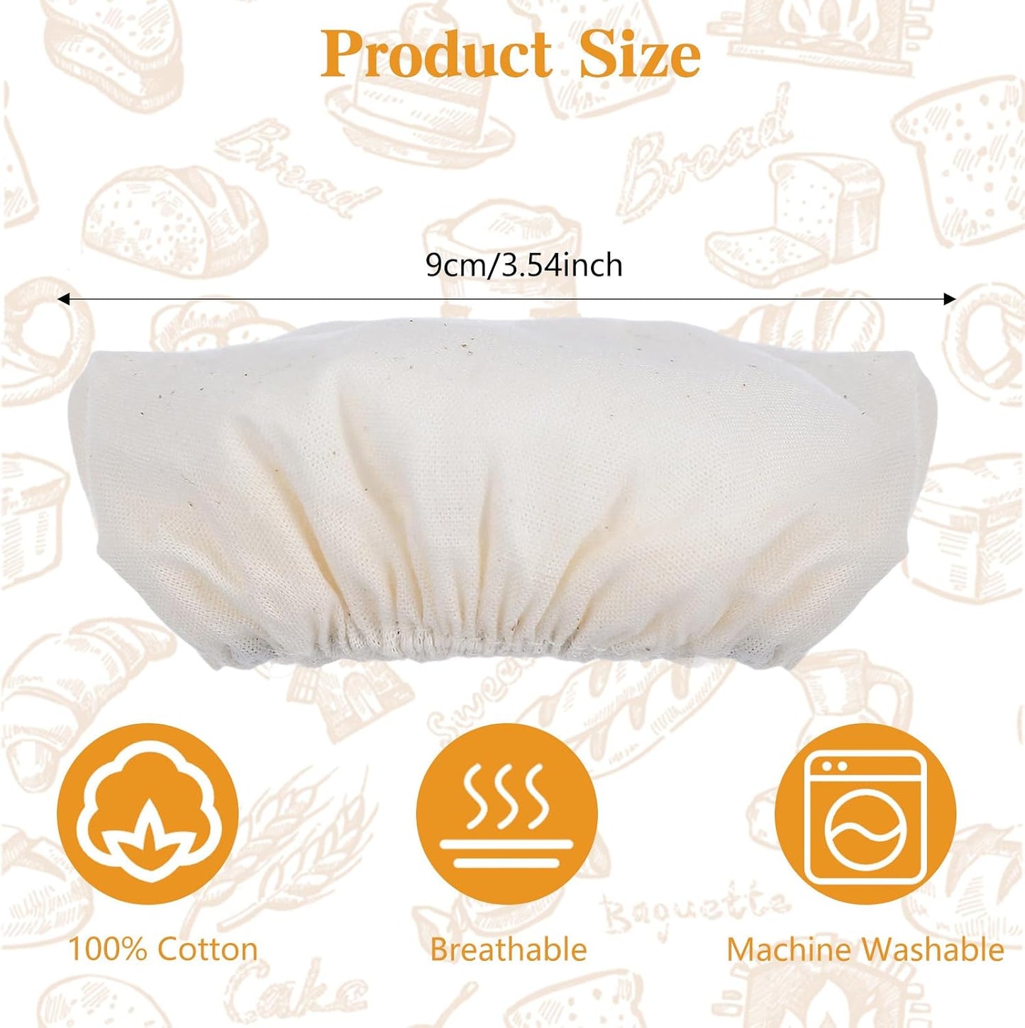 10Pcs Sourdough Starter Jar Cover Cloth, Reusable Cotton Cloth Covers Breathable Sourdough Starter Container Fabric Lid Covers Fits Mason Jars 3-4 Inch