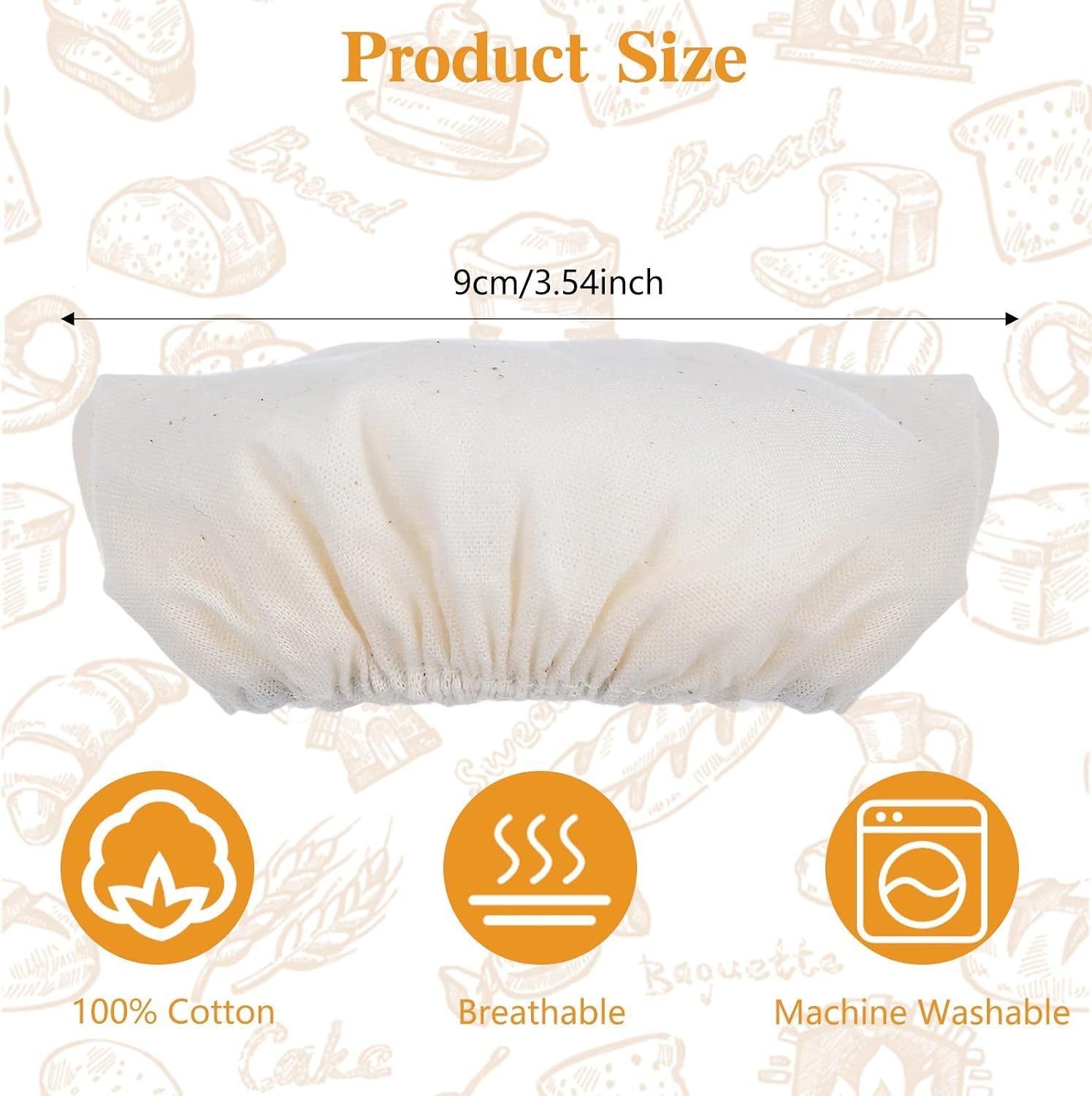 10Pcs Sourdough Starter Jar Cover Cloth, Reusable Cotton Cloth Covers Breathable Sourdough Starter Container Fabric Lid Covers Fits Mason Jars 3-4 Inch
