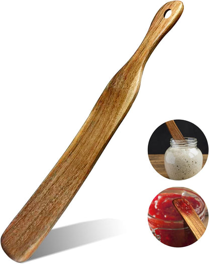 11" Acacia Wood Skinny Spurtle | Sourdough Baking Spatula, for Nonstick Pans