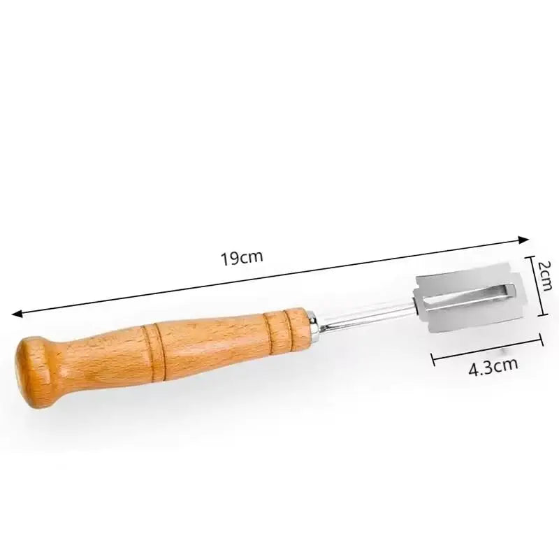 1Pc-Wooden Handle Curved Bread Slicer Creative Stainless Steel Bread Shaping Knife Dough Dividing Knife