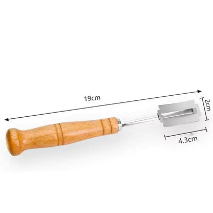 1Pc-Wooden Handle Curved Bread Slicer Creative Stainless Steel Bread Shaping Knife Dough Dividing Knife
